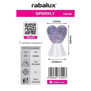 Rábalux Sparkly dekor lámpa fehér LED 0,8W IP20