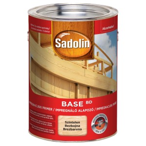 Sadolin fa alapozó, színtelen, piros fém vödörben.