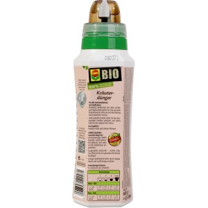Compo Bio Fűszernövény-tápoldat, 500 ml-es flakon az egészséges fűszernövényekért és az intenzív aromákért.