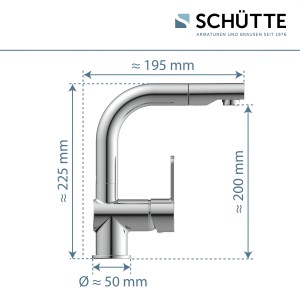Schütte London mosdó csaptelep, króm, méretek 225x195x200 mm és Ø 50 mm