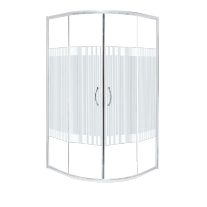 Íves sarokkabin 2 tolóajtóval 5 mm-es csíkos biztonsági üveggel 80 x 80 x 180 cm