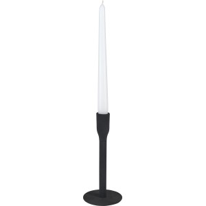 Fekete Minimalist Zen alumínium gyertyatartó, 15 cm magas, fehér gyertyával.