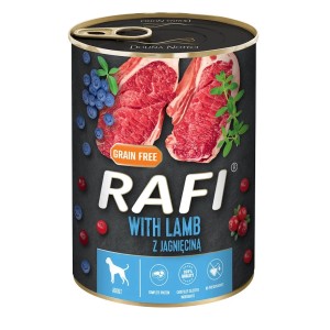 RAFI kutya pástétom bárány, vörös- és kék áfonyával konzerv 400 g