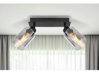 Globo Hadera falilámpa 2 izzós fekete matt füstszínű 270 mm x 90 mm x 215 mm