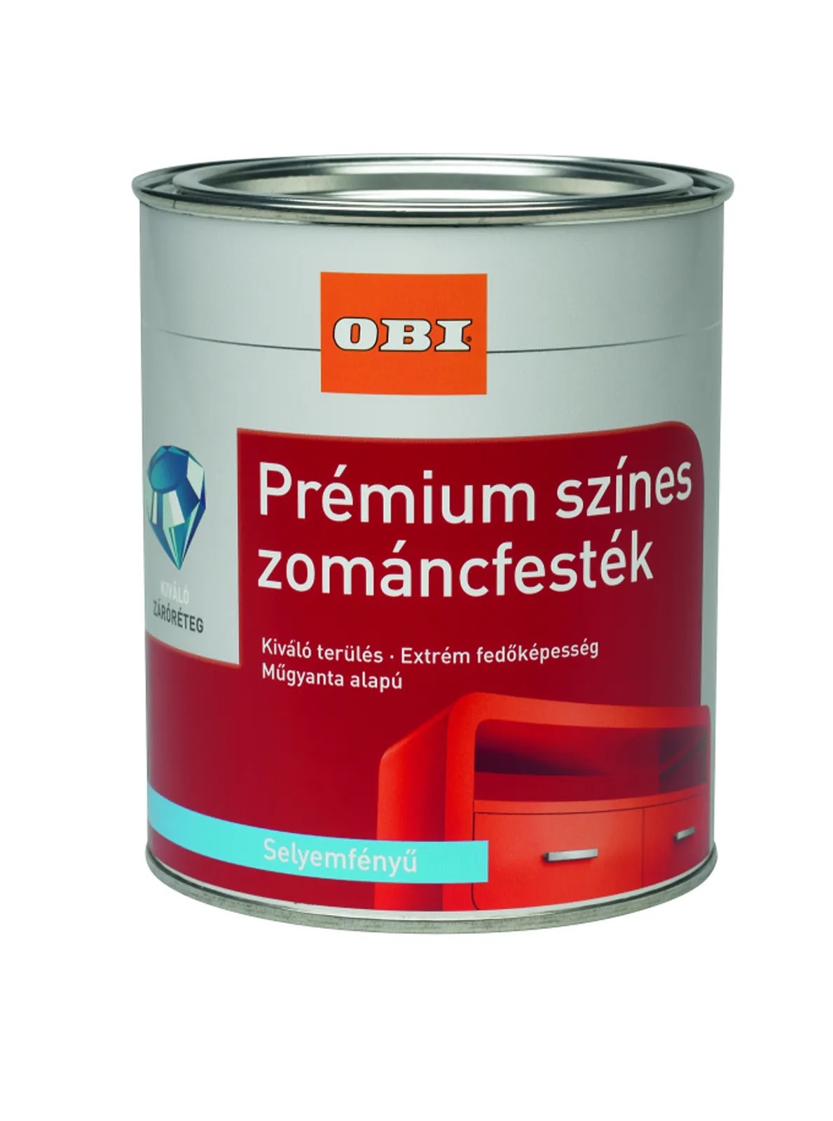 OBI Premium színes zománcfesték oldószeres ezüst selyemfényű 2,5 l