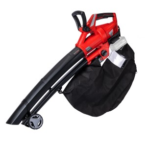 Einhell GE-CL 36 Li E Solo akkus lombfúvó/szívó (18V, akku nélkül) zsákzsákkal és kerekekkel.
