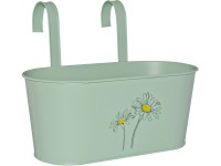 Cink felakasz. virágláda lakk. virágminta mentazöld 14 x 33 x 16 cm