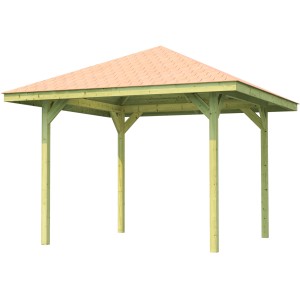 Weka Pavillon Gartenoase 651, fa pavilon zsindelytetővel, 333x333 cm.