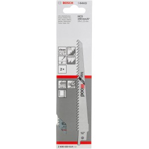 Bosch Pro S 644 D szablyafűrészlap, 2 darab, faanyaghoz 100 mm-ig