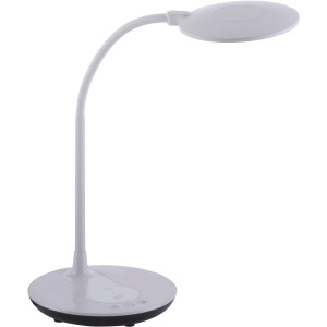 Fehér Astrid LED asztali lámpa érintődimmerrel és USB töltéssel. Ideális íróasztali lámpaként.