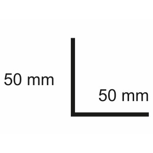 Sarei szögprofil 50/50 HG1, alumínium profil keresztmetszete méretekkel.