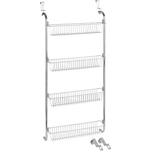 Wenko ajtópolc 4 króm kosárral, 50x109x14 cm, tároláshoz ajtókon vagy falakon.