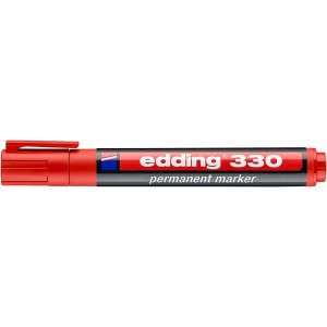 Piros Edding 330 permanens marker, ideális filctoll alkalmazásokhoz.