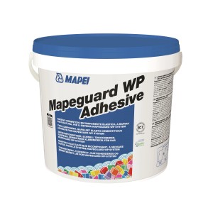 Vödör Mapei Mapeguard WP ragasztó, rugalmas, gyorsan kötő csemperagasztó.