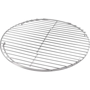 Kerek rozsdamentes acél grillrács, 55 cm átmérőjű, gáz-, faszenes és elektromos grillekhez.