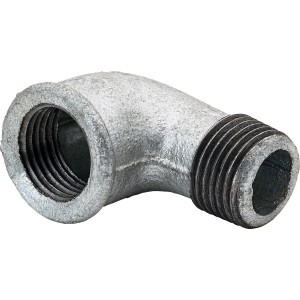 Könyökidom temperöntvényből, 18,6 mm (Rp 1/2) x 21 mm (R 1/2) vízvezetékhez.