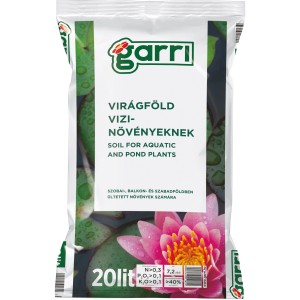 Zacskó Vizinövény virágföld (tóföld) tündérrózsával, 20 liter.