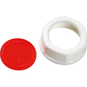 Műanyag szifon zárókupak 33,3 mm (G 1), piros és fehér.