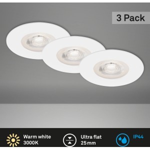 Brilo LED süllyesztett lámpa Kulana 3 részes készlet, fehér spotlámpák fürdőszobába, IP44