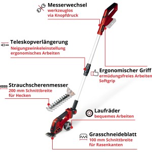Einhell Power X-Change GE-CG 18/100 Li T-Solo akkus fű- és cserjévágó teleszkópos nyéllel.