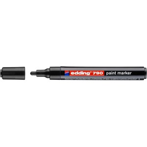 Fekete filctoll (Edding 790 Paint Marker) levett kupakkal.