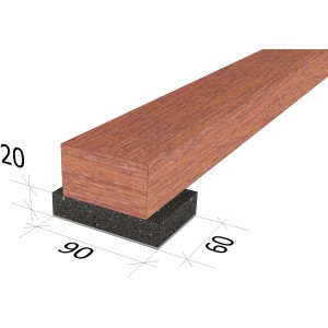 GS Terrazs Gumi alátét (24 db) fa gerenda alatt, 20x60x90mm, teraszburkolat alépítményhez.