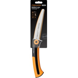Fiskars kézi fűrész 16 cm-es fűrészlappal, narancs-fekete nyéllel. Kerti fűrész precíz vágásokhoz.