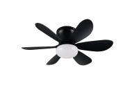 Reality Lund LED fekete mennyezeti lámpa beépített ventilátor távkapcsolóval