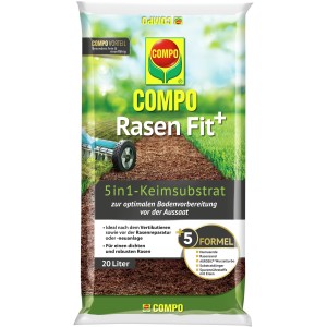 Compo Rasen Fit+ gyepföld zsák, 20 l, használati példával, gyepszellőztető.