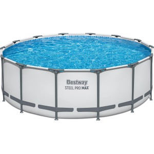 Bestway Steel Pro Max Frame medence szett, Ø 427x122cm, kerek, világosszürke. Szűrőszivattyúval, létrával és takaróval.