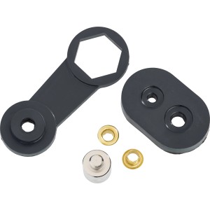 Sárga fűzőlyuk készlet (4x7,5 mm, 100 db) rögzítő szerszámmal barkácsolók és hobbisták számára.