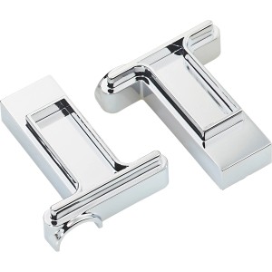 Padlóra szerelő készlet Visolo fülkemegoldáshoz, krómozott takarósapkák a profil rögzítéséhez.