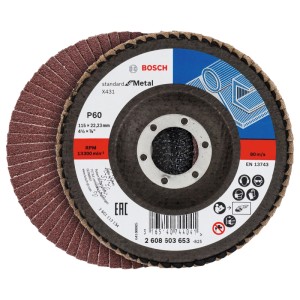 Bosch X431 Standard for Metal lamellás csiszolókorong, 115 mm átmérő.