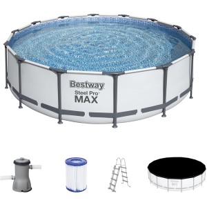 Bestway Steel Pro Max Frame medence szett, Ø 427 cm, szűrőszivattyúval, létrával és takaróval.