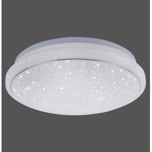 Fehér Lolasmart-Jupi LED mennyezeti lámpa csillagos égbolthatással, applikációval vezérelhető, átmérője 35 cm.
