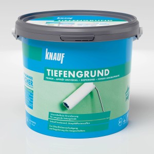 Knauf Tiefengrund LF 5l kék vödörben festőhengerrel. Alapozó nedvszívó felületekhez.