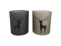 Boltze szarvasos mécsestartó kicsi 2-féle változatban 7 cm x 8,3 cm több színben