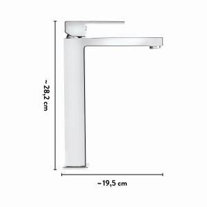 Modern, magas mosdó csaptelep: baliv WT-380 króm pultra szerelhető mosdókhoz.
