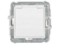 Mini egyes dugalj csapfedeles fehér keret nélkül IP44