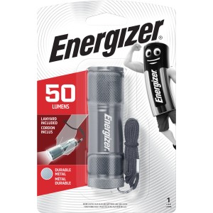 Energizer fém zseblámpa hordozózsinórral, 3 db AAA elemmel.