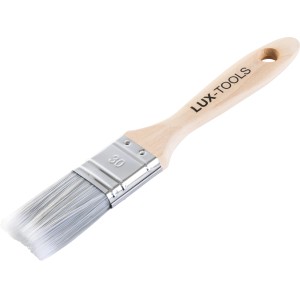LUX-TOOLS PRO lapos ecset, 30 mm, lakkokhoz. Ecset fa nyéllel és szintetikus sörtékkel.