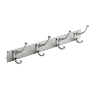 Hettich fogas 4 akasztóval, matt alumínium/cink design.