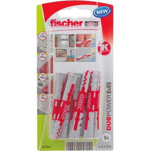 Fischer Duopower univerzális tiplik, 8x65 mm, 8 darab, biztonságos rögzítéshez különböző anyagokban.