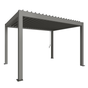 Biohort Pergola, kvarc szürke-metál, állítható lamellákkal és beépített esővíz elvezetéssel.