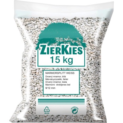 Márvány zúzottkő "Carrara" fehér 9 mm - 12 mm 15 kg/zsák