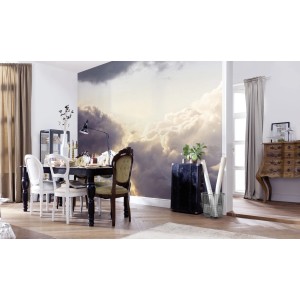 Komar Cloud Cast fotótapéta (300x250 cm) nappaliban, felhő mintával.