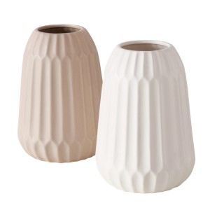 Boltze Home Cucita Vázák, 2 darabos készlet, bézs és fehér, Ø 15 cm, magasság 21 cm.