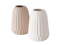 Boltze Home váza Cucita 2-féle változatban 15 cm átmérő x 21 cm bézs-fehér