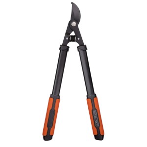 Black+Decker ágvágó fekete nyéllel és narancssárga díszítéssel.