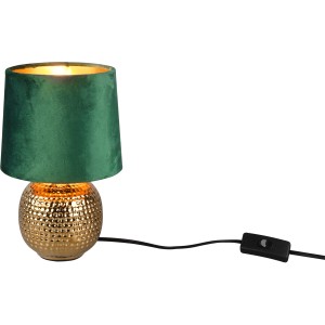 Arany Sophia asztali lámpa zöld bársonyernyővel, design asztali lámpa a nappaliba.